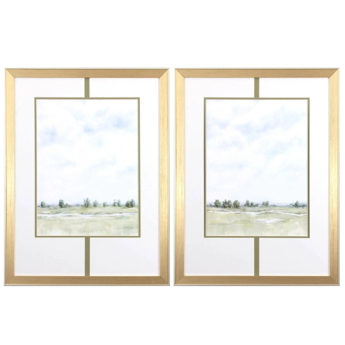 Distant View Green Framed Wall Art 2PC