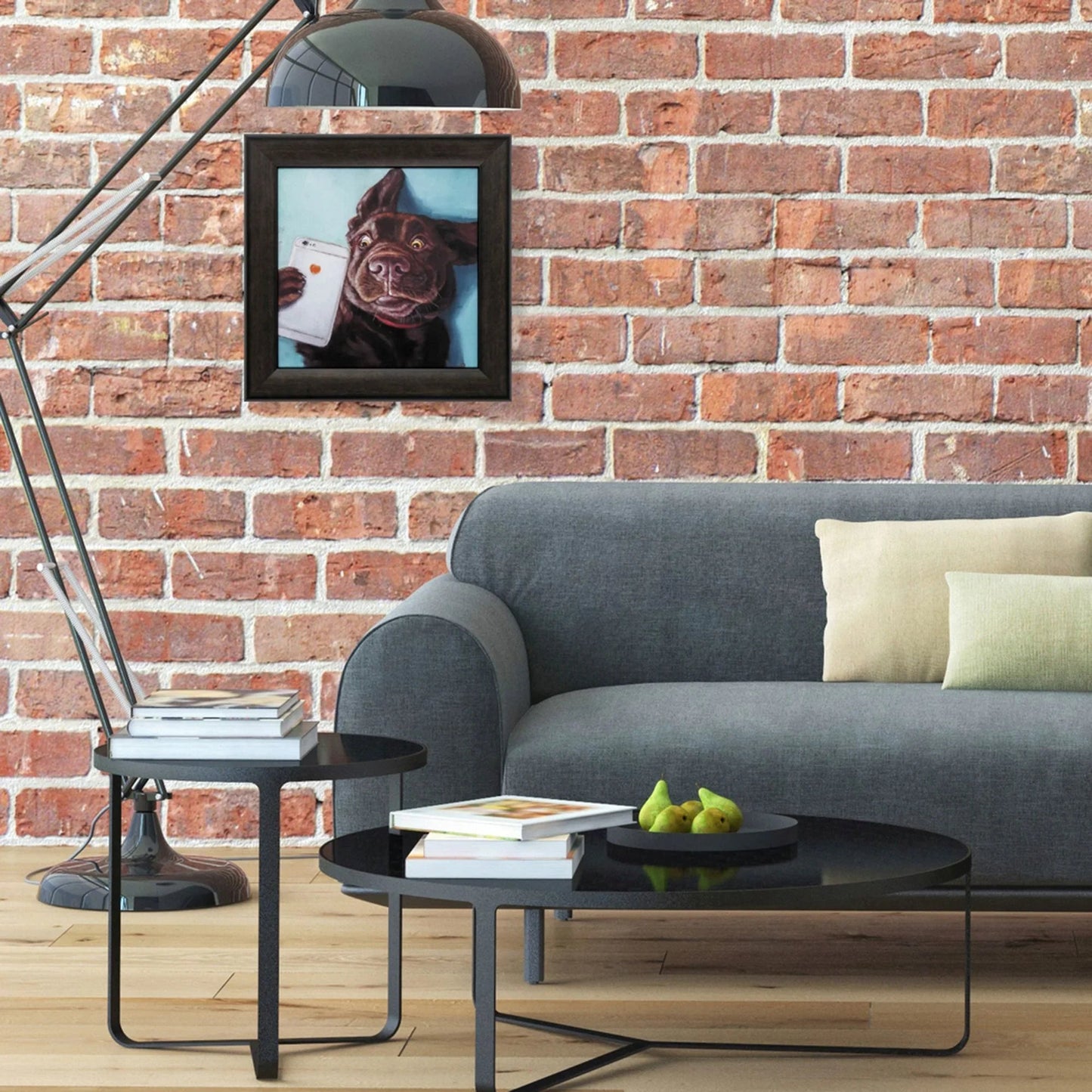 Dog Selfie Neutral Canvas Art