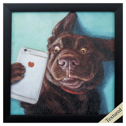 Dog Selfie Neutral Canvas Art