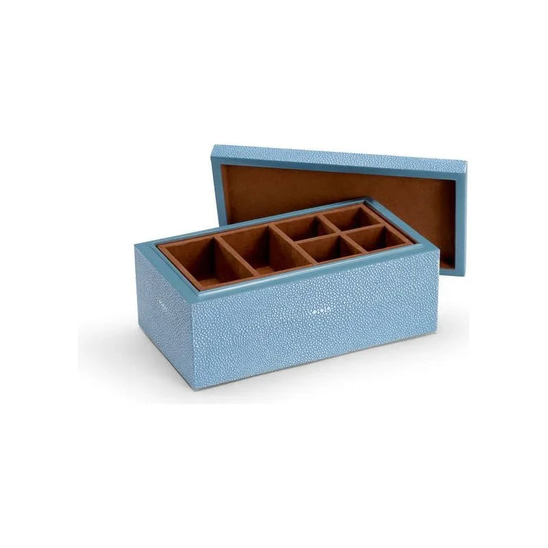 Durham Blue Shagreen Covered Wooden Box - LOOMLAN - Chelsea House - Boxes & Bowls