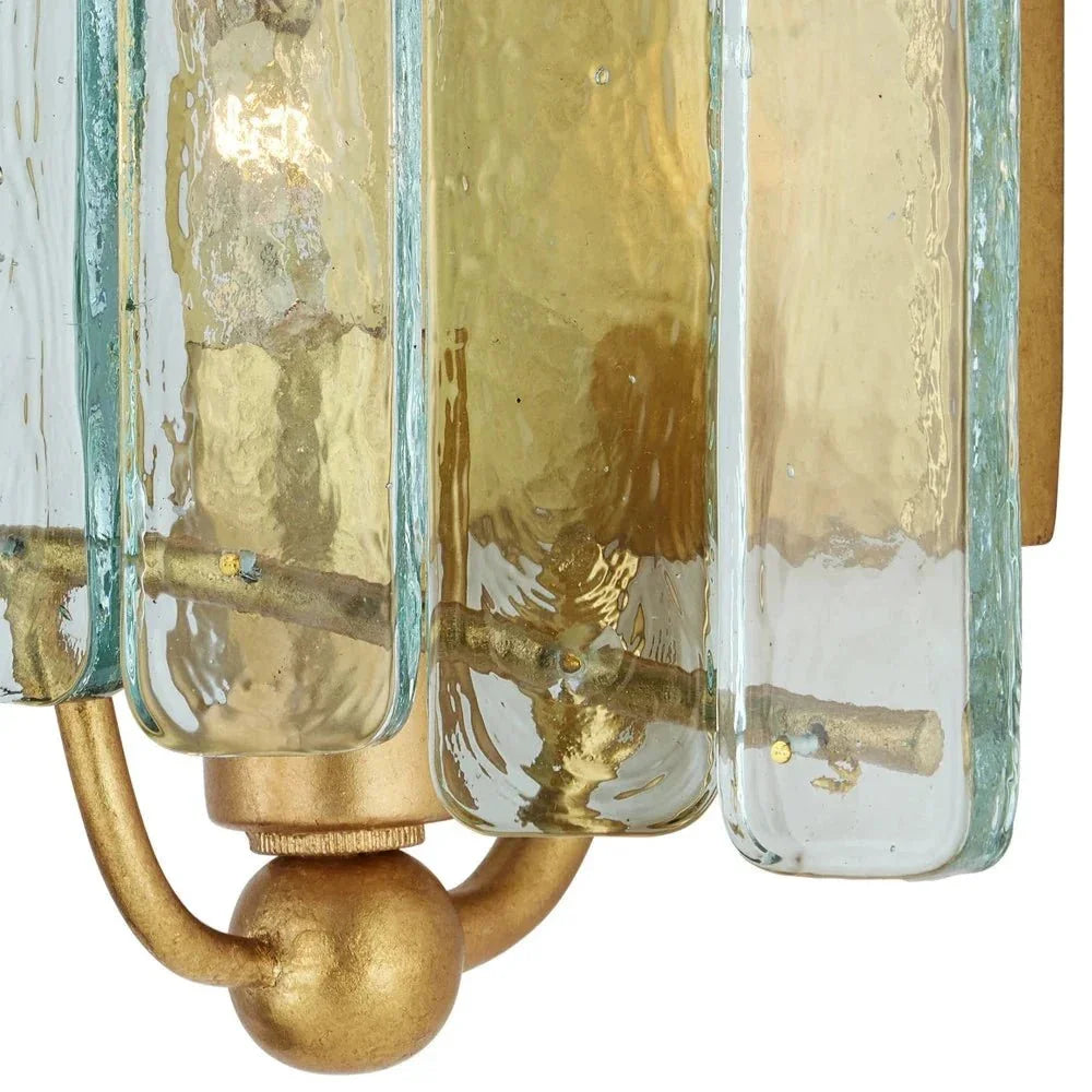 Duvernell Recycled Glass Gold Leaf Wall Sconce - LOOMLAN - Currey & Co - Wall Sconces