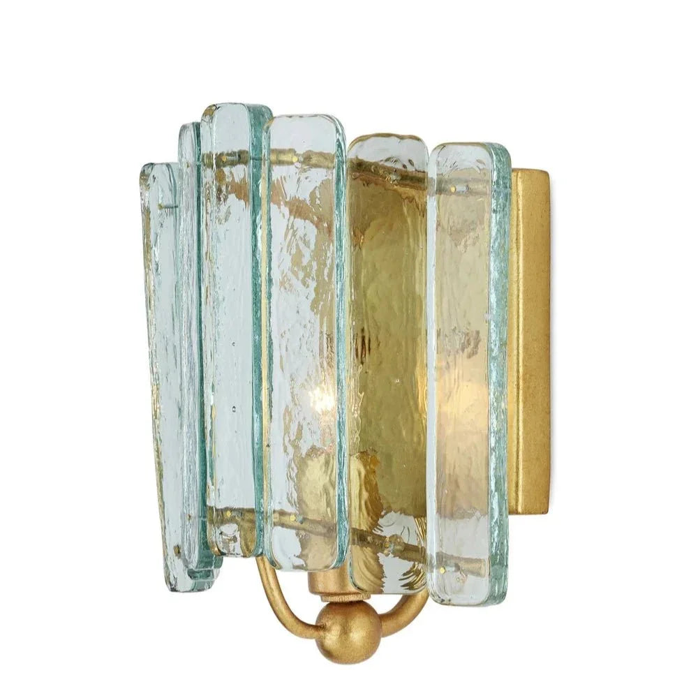Duvernell Recycled Glass Gold Leaf Wall Sconce - LOOMLAN - Currey & Co - Wall Sconces