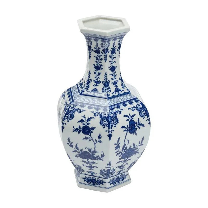 Dynasty Blue and White Flower Ceramic Vase - LOOMLAN - Chelsea House - Vases & Jars