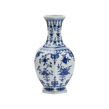 Dynasty Blue and White Flower Ceramic Vase - LOOMLAN - Chelsea House - Vases & Jars