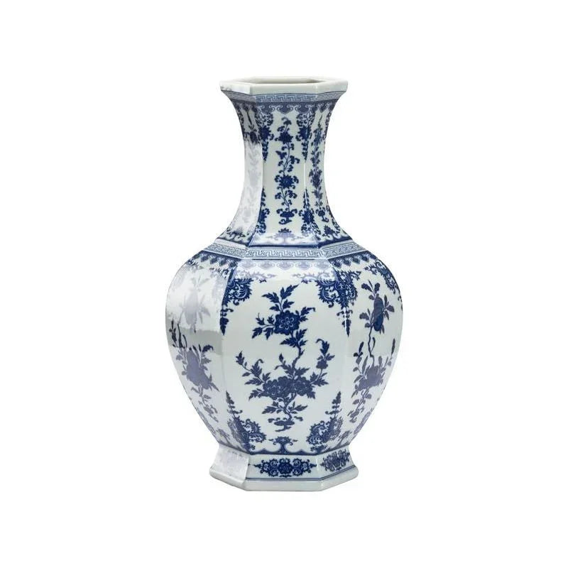 Dynasty Blue and White Flower Ceramic Vase - LOOMLAN - Chelsea House - Vases & Jars