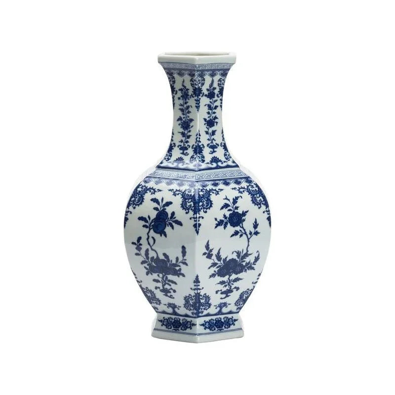 Dynasty Blue and White Flower Ceramic Vase - LOOMLAN - Chelsea House - Vases & Jars