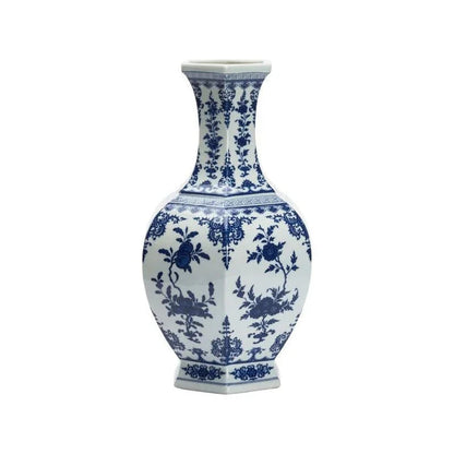 Dynasty Blue and White Flower Ceramic Vase - LOOMLAN - Chelsea House - Vases & Jars