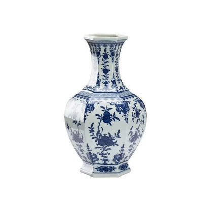 Dynasty Blue and White Flower Ceramic Vase - LOOMLAN - Chelsea House - Vases & Jars