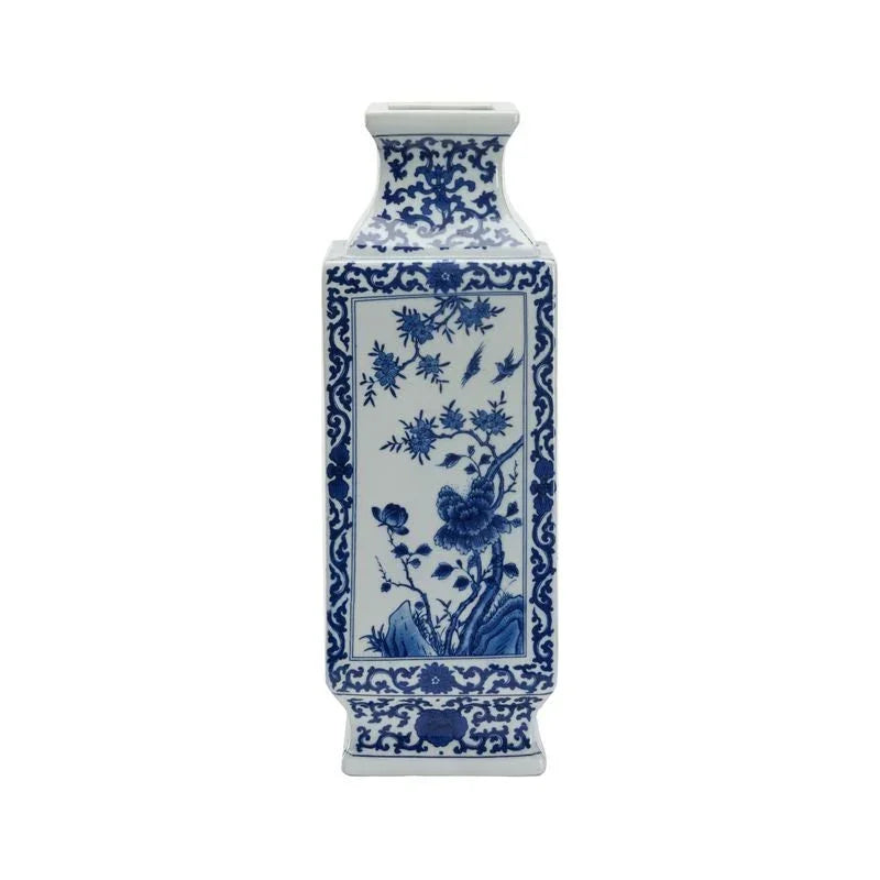 Dynasty Blue and White Landscape Ceramic Vase - LOOMLAN - Chelsea House - Vases & Jars