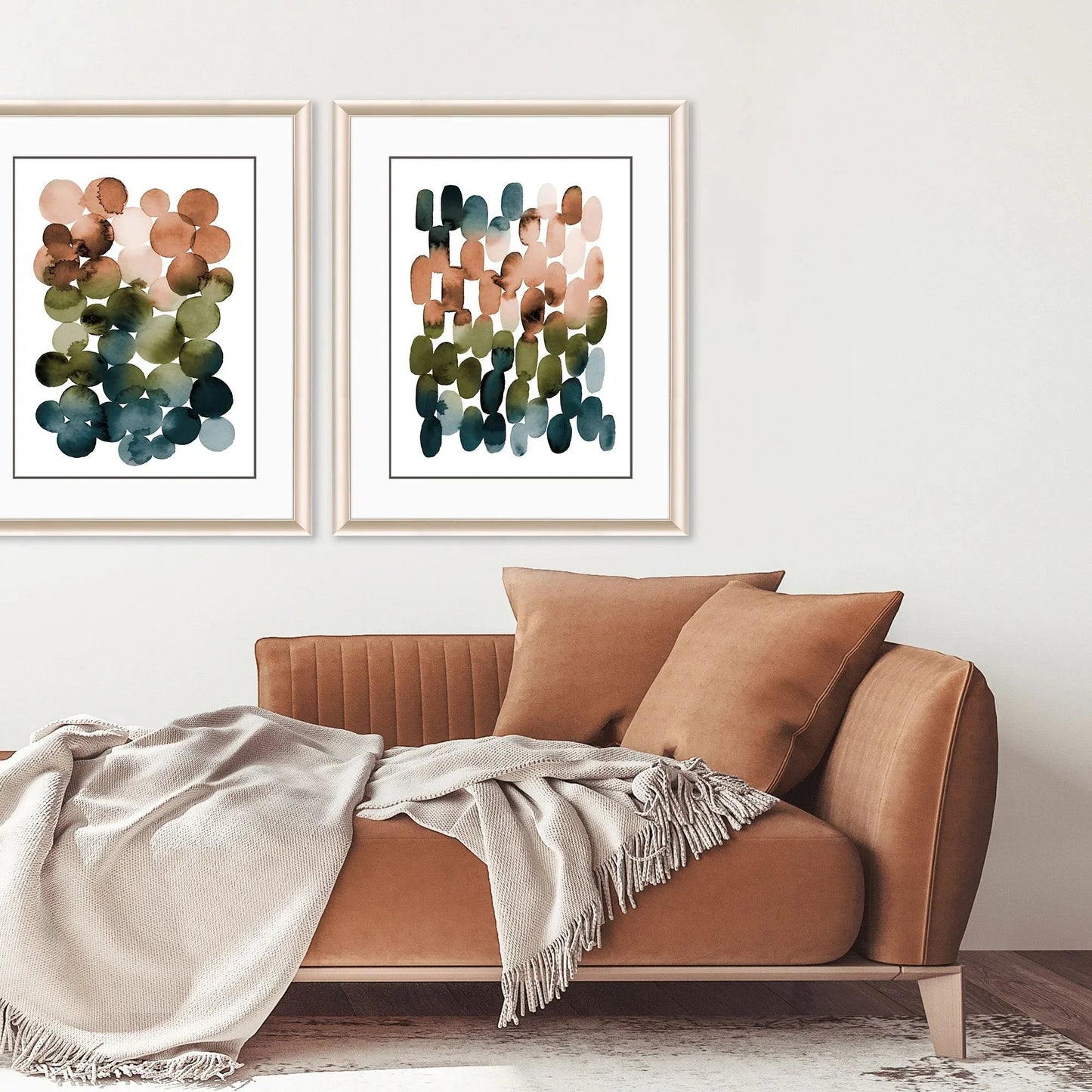 Earthy Circles Blue Canvas Art