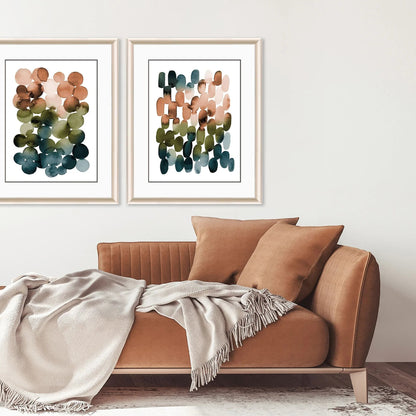 Earthy Circles Blue Canvas Art