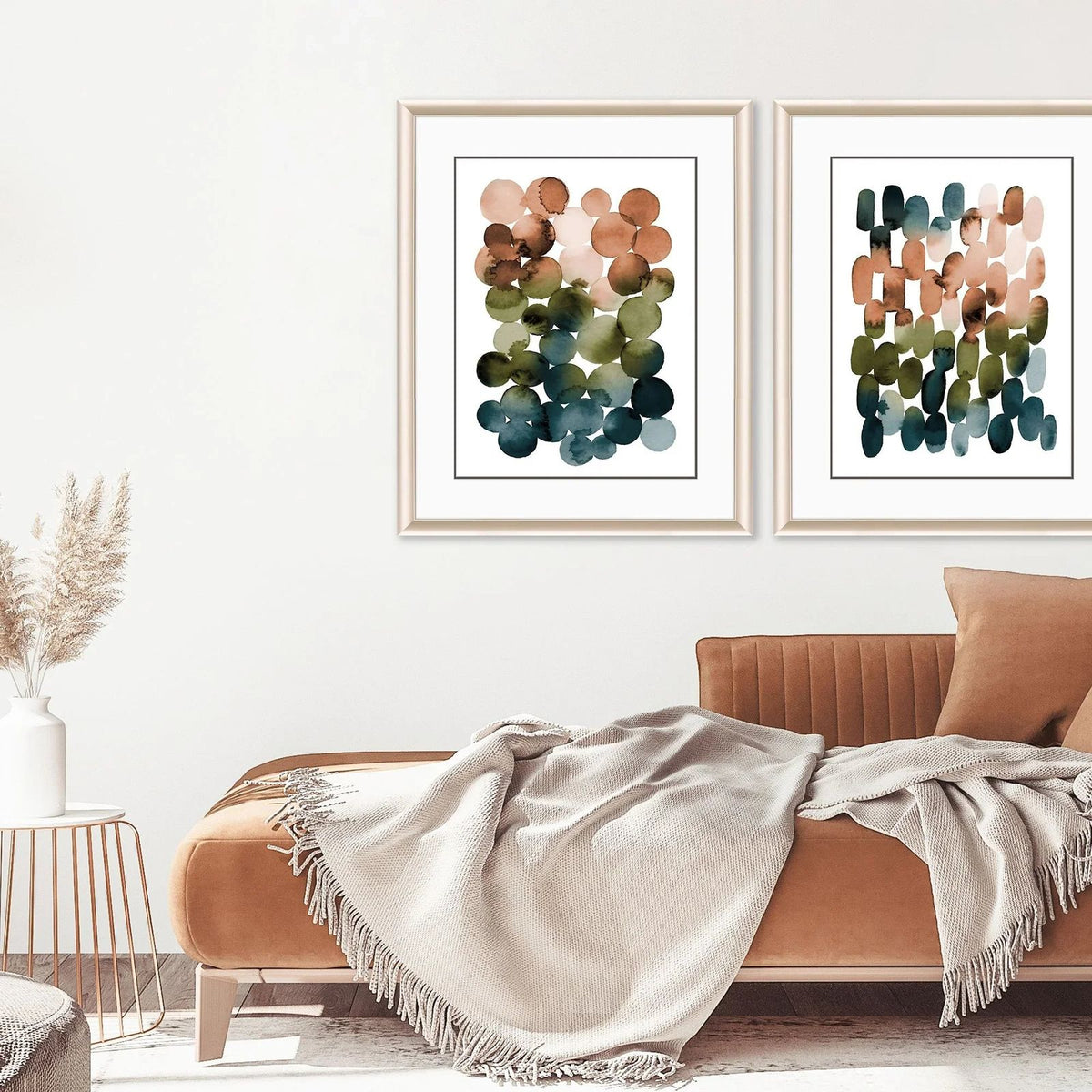Earthy Circles Blue Framed Wall Art -- view 2