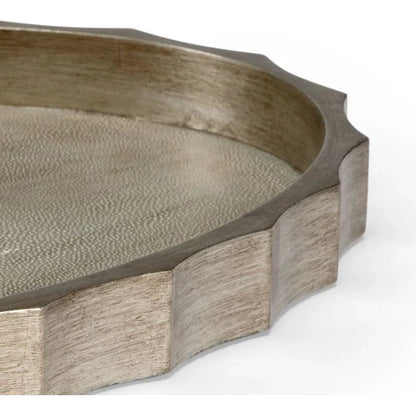Eclipse Antique Silver Leaf Wood Tray - LOOMLAN - Chelsea House - Trays
