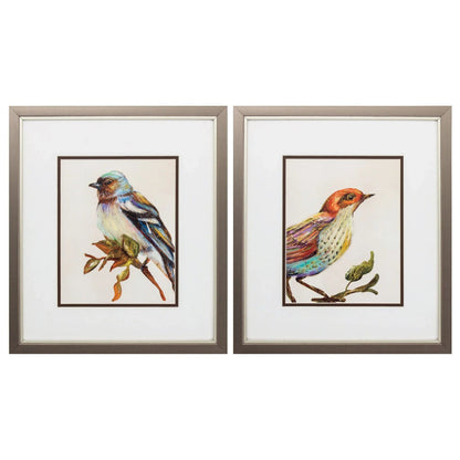 Eco Bird I Orange Canvas Art 2PC