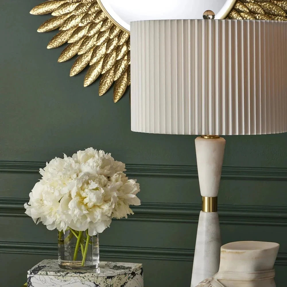 Edelmar White Marble & Crystal Table Lamp - LOOMLAN - Currey & Co - Table Lamps