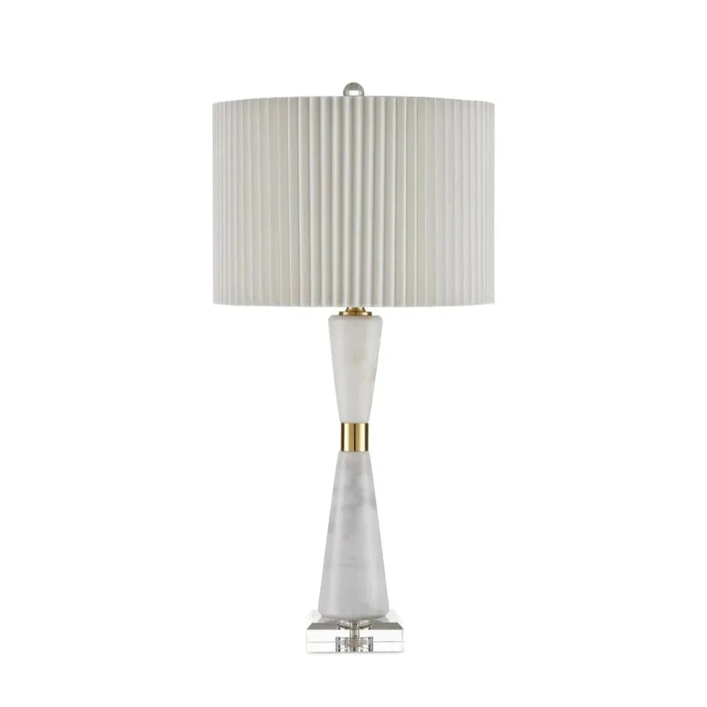 Edelmar White Marble & Crystal Table Lamp - LOOMLAN - Currey & Co - Table Lamps