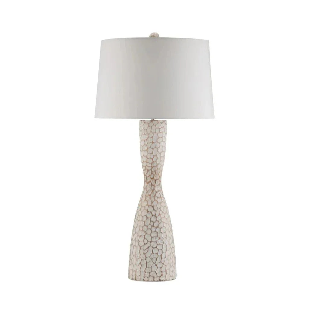 Edwell Whitewash Hand - Carved Wood Table Lamp - LOOMLAN - Currey & Co - Table Lamps