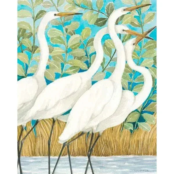 Egret White Birds Coastal Wall Art Indoor Outdoor - LOOMLAN - LOOMLAN - Canvas Art