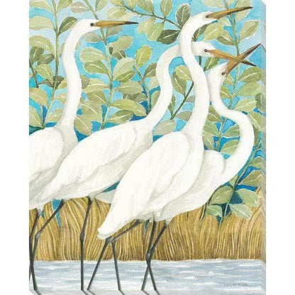 Egret White Birds Coastal Wall Art Indoor Outdoor - LOOMLAN - LOOMLAN - Canvas Art