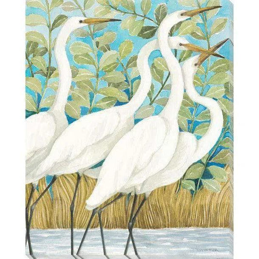 Egret White Birds Coastal Wall Art Indoor Outdoor - LOOMLAN - LOOMLAN - Canvas Art