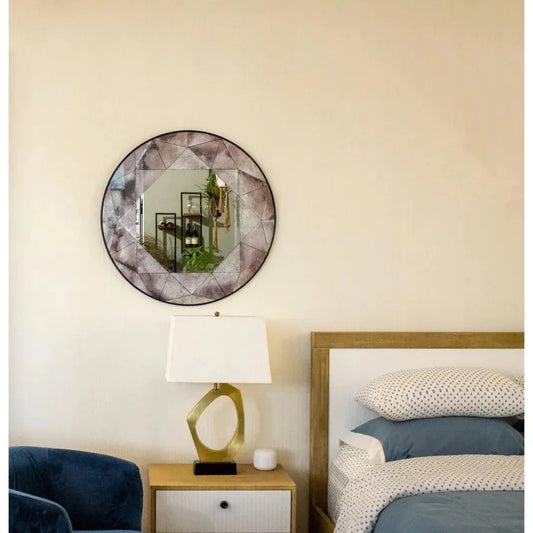 Eileen Metal Grey Round Wall Mirror -- view 2