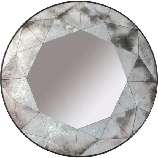 Eileen Metal Grey Round Wall Mirror