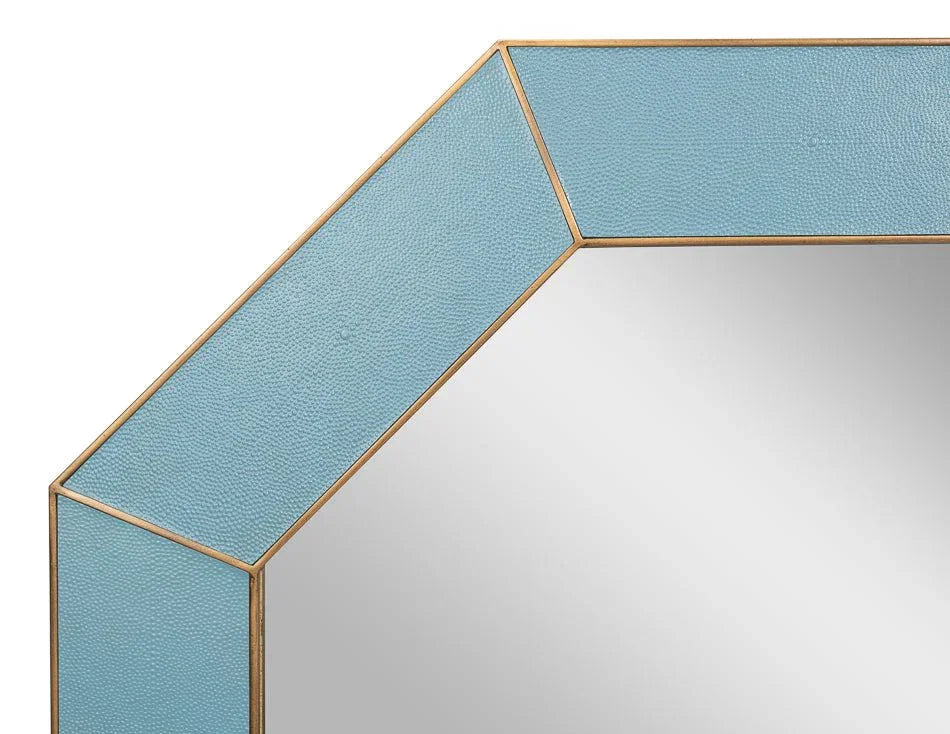 Eleanor Shagreen Leather Warpped Wall Mirror - LOOMLAN - Sarreid - Wall Mirrors