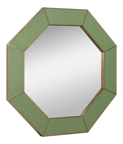 Eleanor Shagreen Leather Warpped Wall Mirror - LOOMLAN - Sarreid - Wall Mirrors