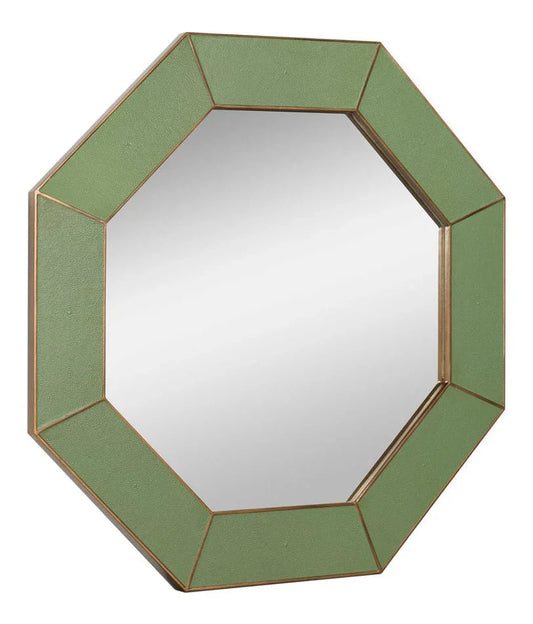 Eleanor Shagreen Leather Warpped Wall Mirror - LOOMLAN - Sarreid - Wall Mirrors