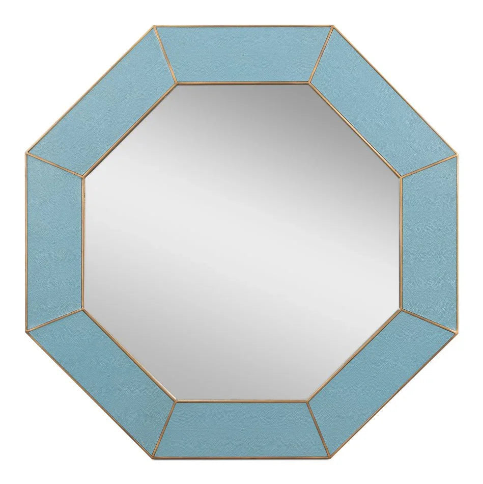 Eleanor Shagreen Leather Warpped Wall Mirror - LOOMLAN - Sarreid - Wall Mirrors