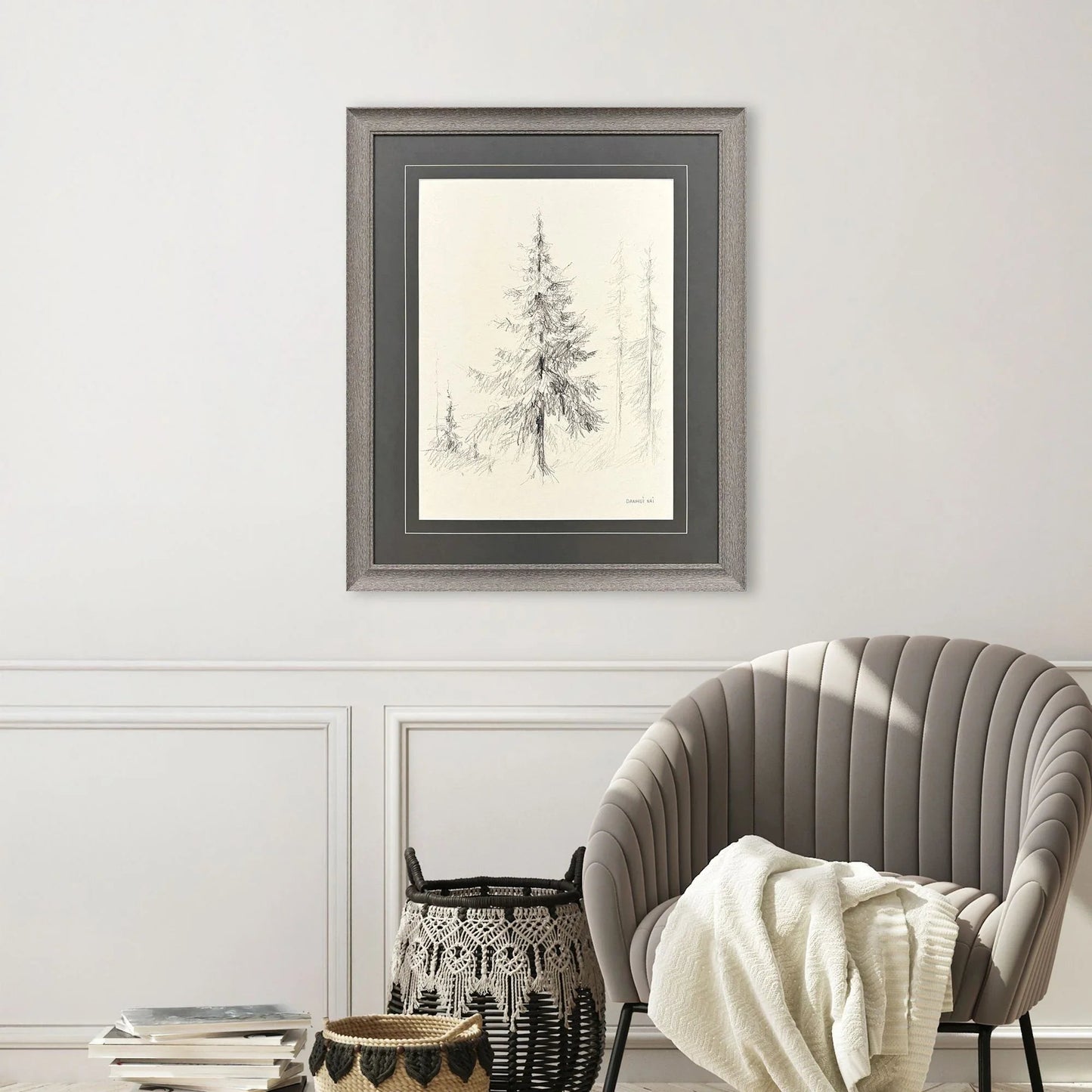 Elegant Pine Black Canvas Art