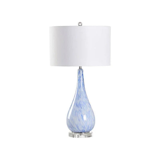 Elio Blue Glass White Shade Acrylic Base Table Lamp - LOOMLAN - Chelsea House - Table Lamps