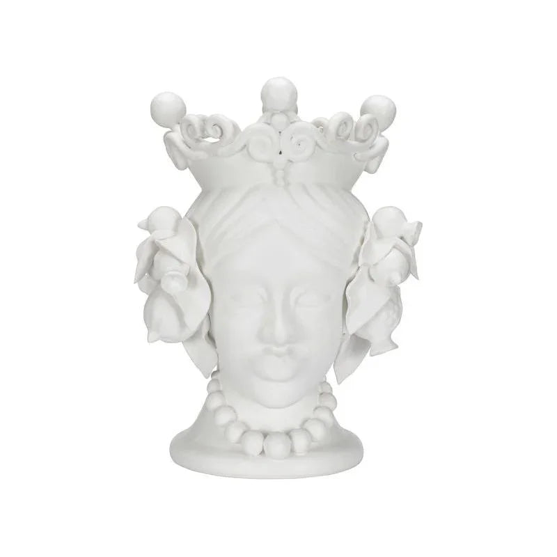 Elisabetta Female Head Design Ceramic Vase - LOOMLAN - Chelsea House - Vases & Jars
