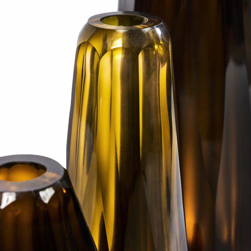 Elise Warm Olive Glass Vase 3PC