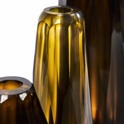 Elise Warm Olive Glass Vase 3PC