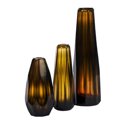 Elise Warm Olive Glass Vase 3PC