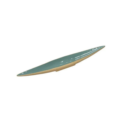Elongated Gold Finish Enameled Oval Bowl