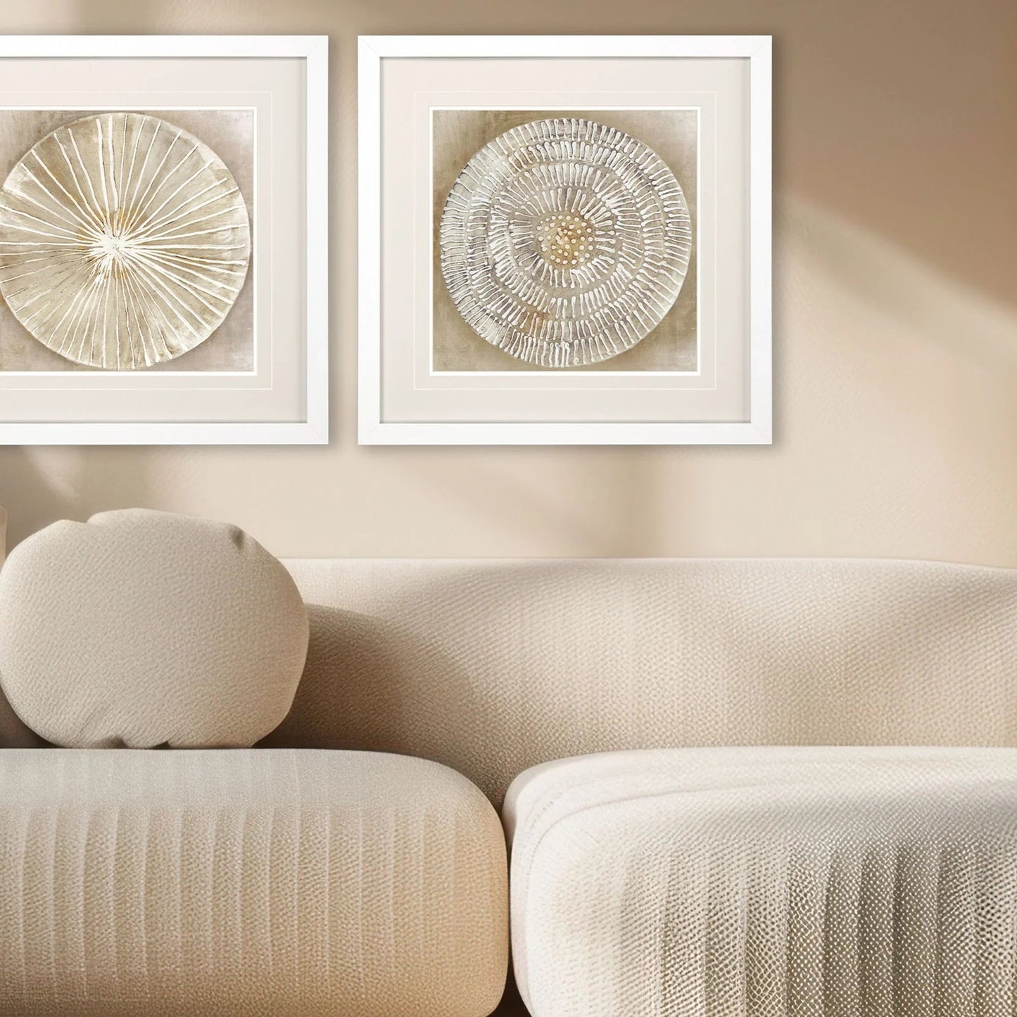 Emboss Beauty Beige Canvas Art