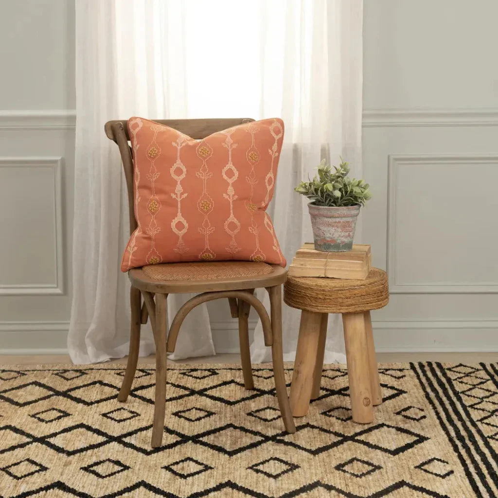 Embroidered Orange Couch Pillow With Insert - LOOMLAN - LOOMLAN - Throw Pillows