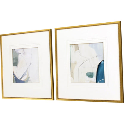Emerging Wood Frame Blue Canvas Art 2PC