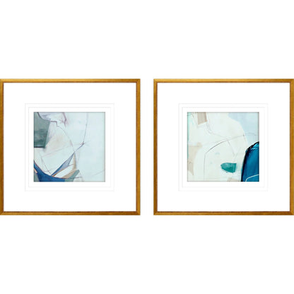 Emerging Wood Frame Blue Canvas Art 2PC
