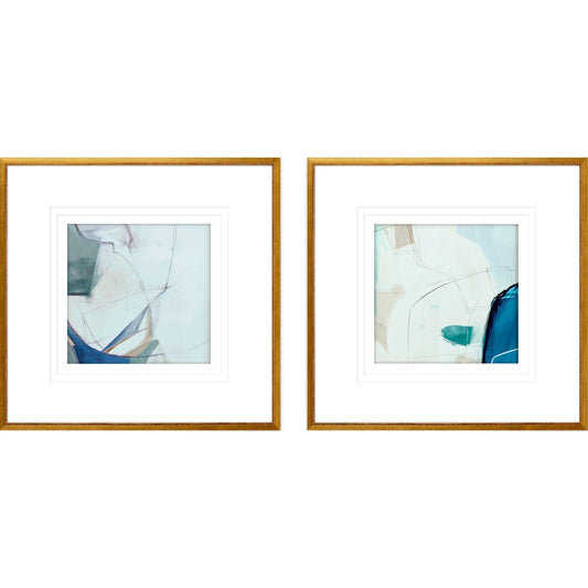 Emerging Wood Frame Blue Canvas Art 2PC