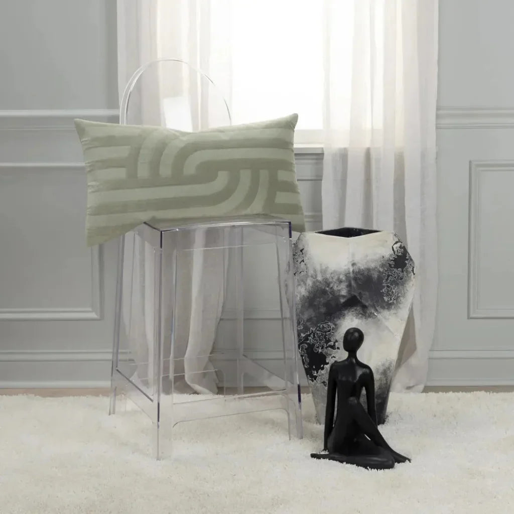 Emy Embroidered Abstract Lumbar Pillow Covers Insert - LOOMLAN - LOOMLAN - Throw Pillows