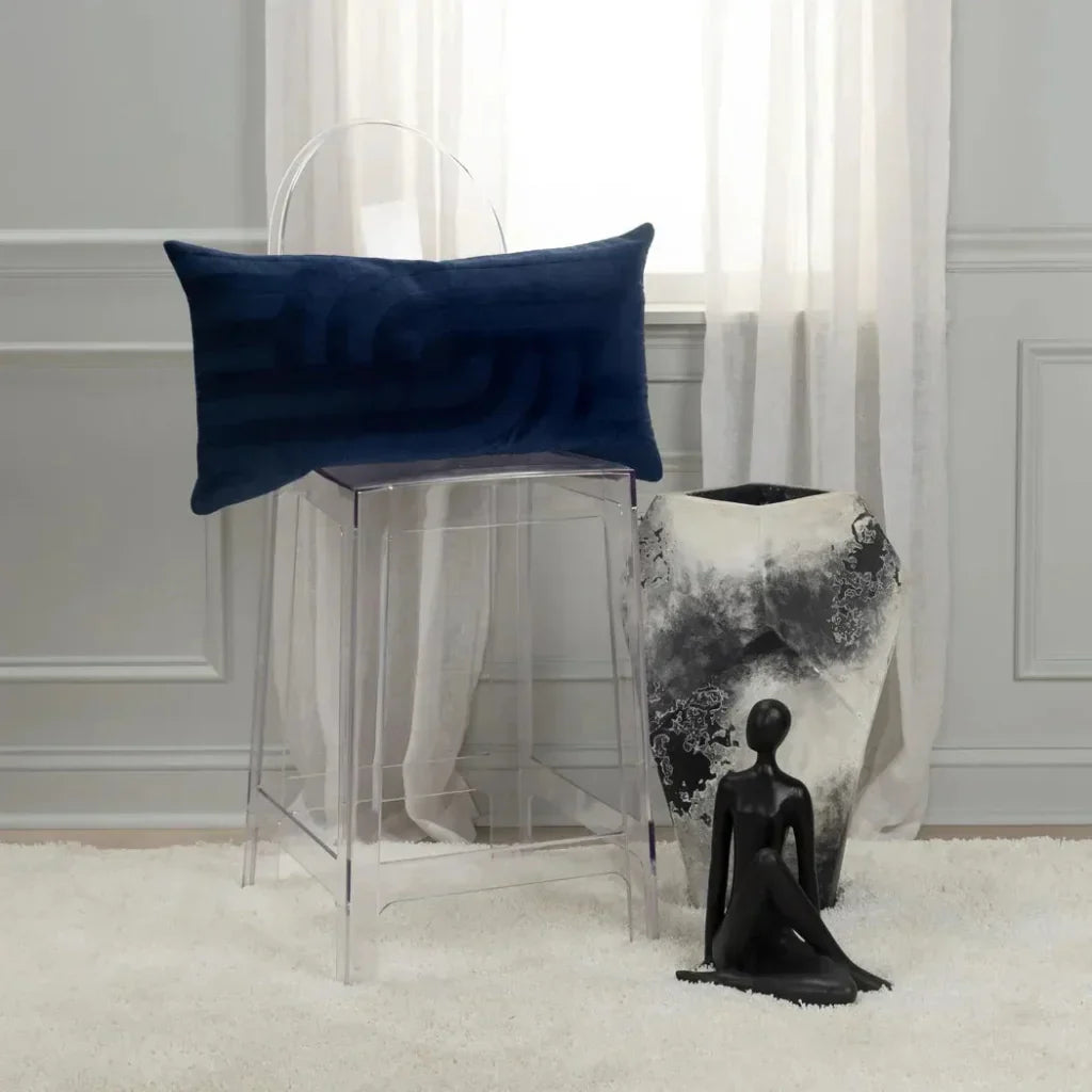 Emy Embroidered Abstract Lumbar Pillow Covers Insert - LOOMLAN - LOOMLAN - Throw Pillows