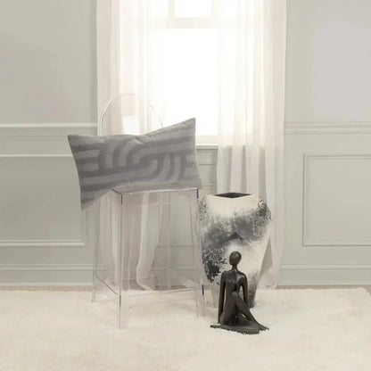 Emy Embroidered Abstract Lumbar Pillow Covers Insert - LOOMLAN - LOOMLAN - Throw Pillows