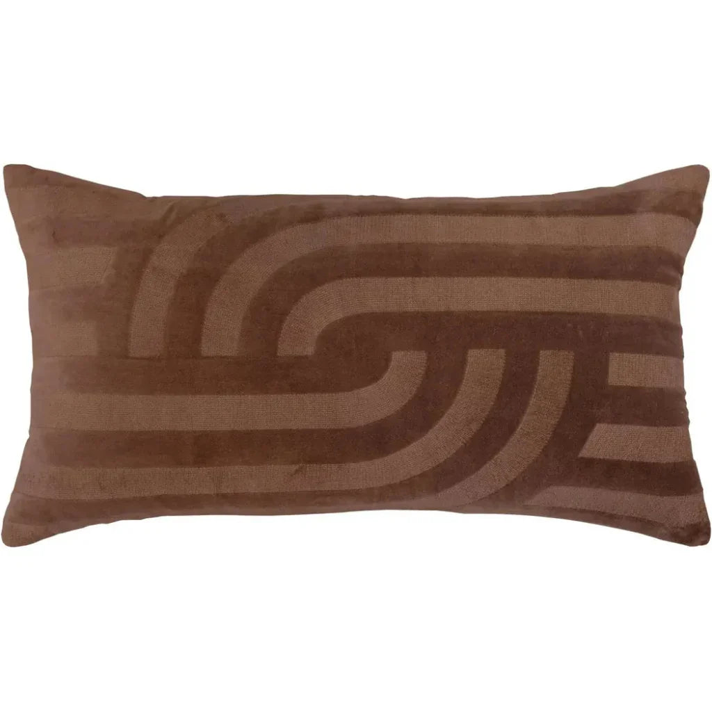 Emy Embroidered Abstract Lumbar Pillow Covers Insert - LOOMLAN - LOOMLAN - Throw Pillows