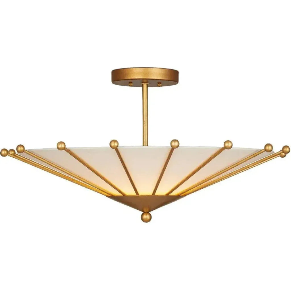 Epoch Iron Gold Semi-Flush Mount-Flush Mounts-Currey & Co-LOOMLAN