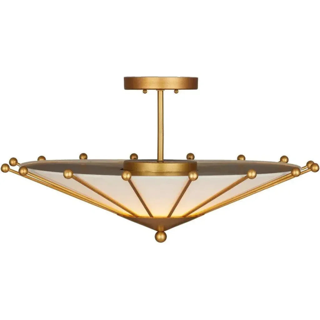 Epoch Iron Gold Semi-Flush Mount-Flush Mounts-Currey & Co-LOOMLAN