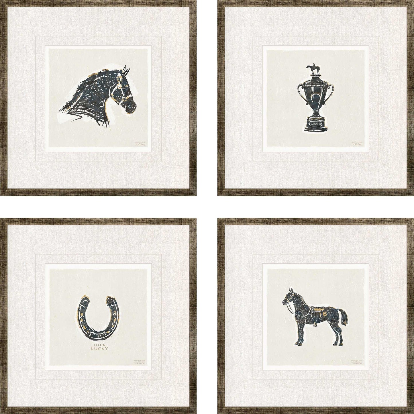 Equestrian Black Canvas Art 4PC