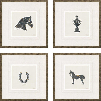 Equestrian Black Canvas Art 4PC